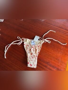 Parke x Target Women's Cream Floral String Bikini BOTTOM ONLY